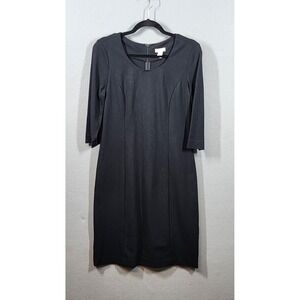 Chicos Dress‎ Womens 0 Black Sheath Half Sleeve Stretch Career Office Classic